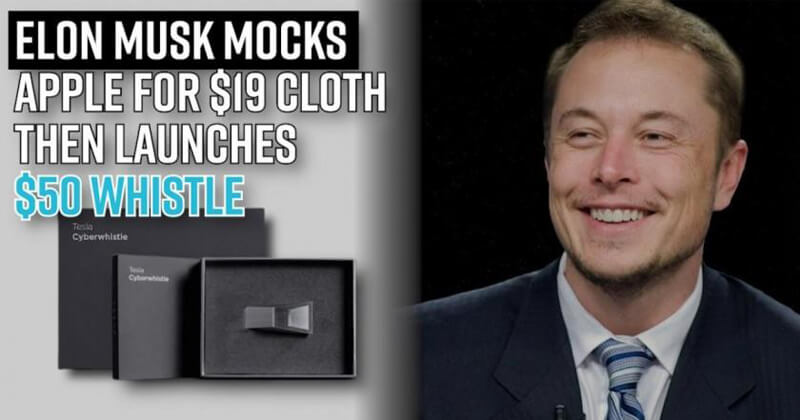 Elon Musk mocks ‘silly Apple Cloth’ with Tesla’s new $50 Cyberwhistle