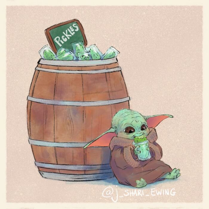 Artist Draws Baby Yoda Eating Famous Theme Park Snacks 