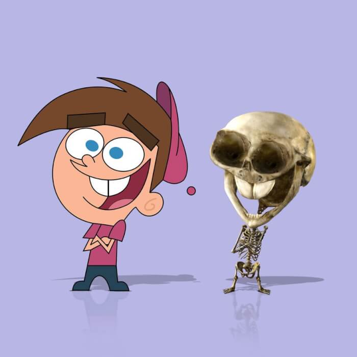 skeletons of cartoon characters
