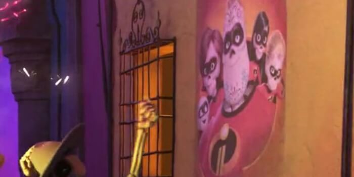 Pixar Movies, The Incredibles poster in "Coco"