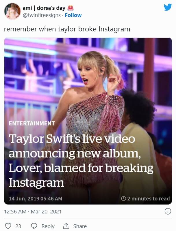  Instagram Live Streams, Taylor Swift