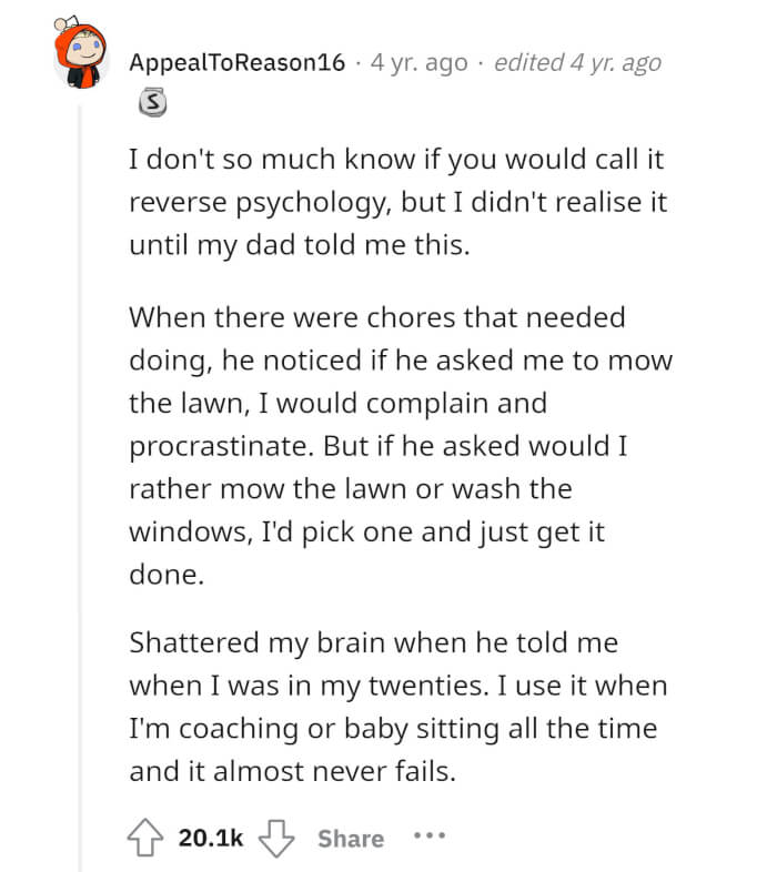 reversed psychology example