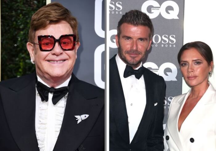 celebrity couples we didn't know were related, Elton John and the Beckhams