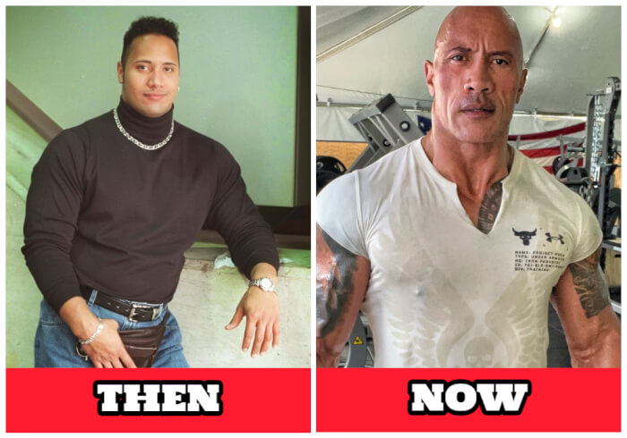 Celebrities are unrecognizable when they change their styles, Dwayne Johnson
