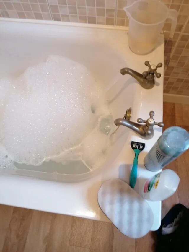 My daughter runs a bath for me when I get home from work