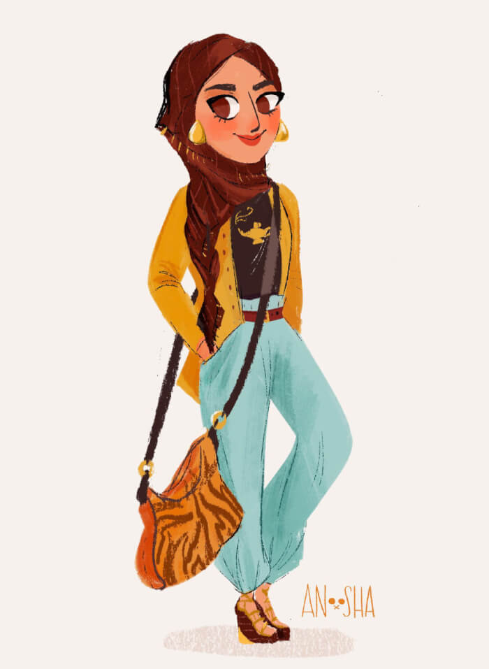 Disney Princesses As Modern Day Girls, Jasmine the Travel Blogger