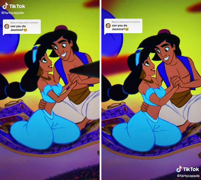 Disney Characters, Jasmine - Now she has a belly button, disney princess belly button, kim kardashian jafar comparison