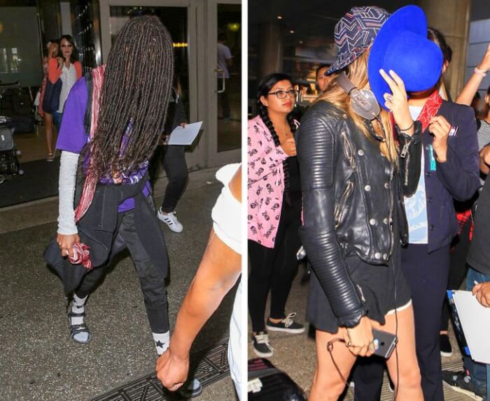 Celebrities Using Their Skills To Hide From Paparazzi, Willow Smith & Cara Delevingne, celebrity hiding from paparazzi