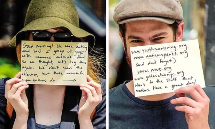 Celebrities Using Their Skills To Hide From Paparazzi, Emma Stone and Andrew Garfield, celebrity hiding from paparazzi