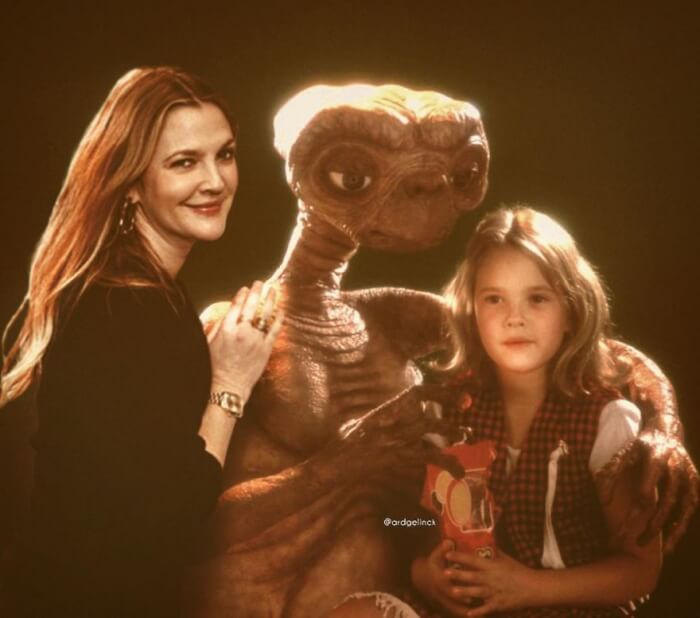 Photos Of Hollywood Actors, Drew Barrymore And Gertie (And E.T.)