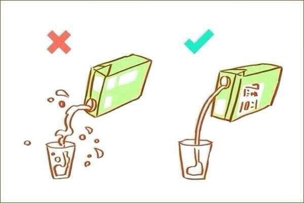How to pour drinks properly from a carton.