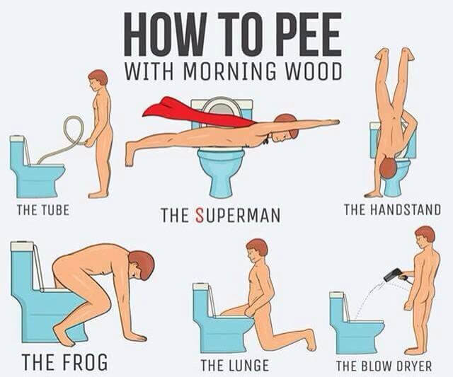 How to pee with morning wood