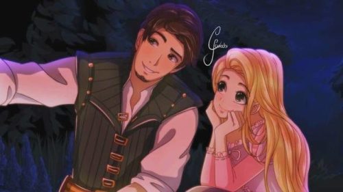 Disney Princesses And Their Lovers, Rapunzel & Flynn Rider, anime world