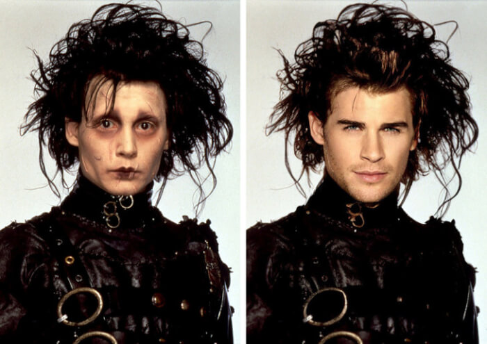Looks Of Characters From '90s Movies, Liam Hemsworth in the role of Edward Scissorhands In Edward Scissorhands, 90s movies characters
