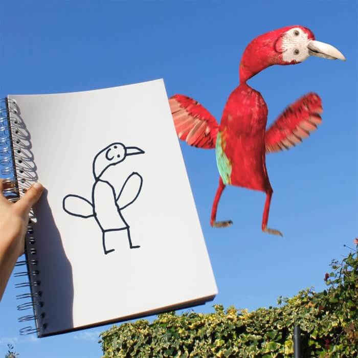 Real-Life Counterparts of His Son's Drawings, kids drawing in real life