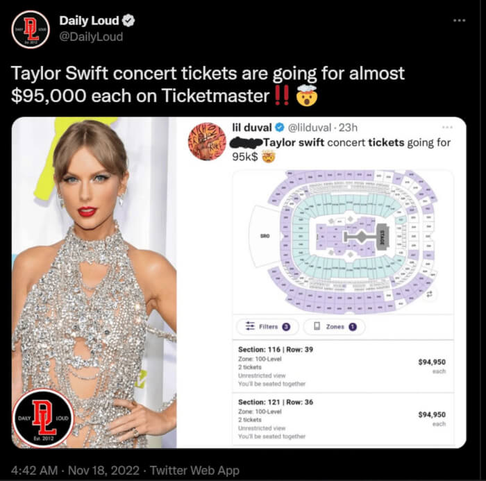 Most Expensive Taylor Swift Ticket