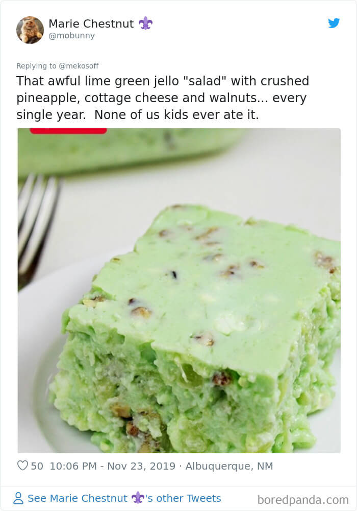 Lime Green Jelly-O Salad, funny candle memes, Weird Thanksgiving Dishes