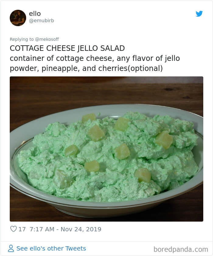 Cottage Cheese Jello Salad, funny candle memes, Weird Thanksgiving Dishes