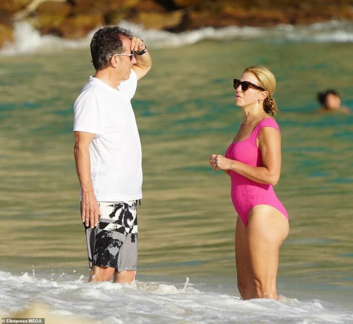 Jerry Seinfeld and wife shows off body on St. Barts beach
