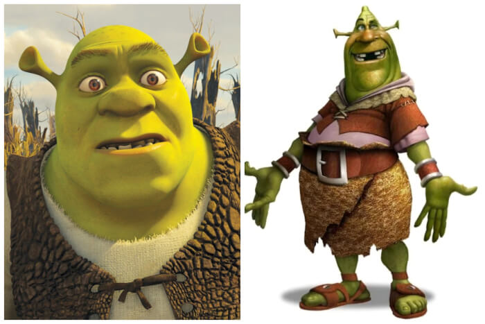 facts about cartoon characters Shrek was originally red-nosed, had no teeth, and lived in a dump