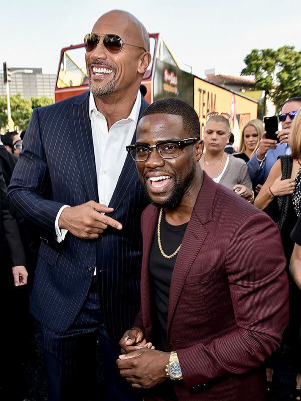 celebrity bromances Kevin Hart and Dwayne Johnson, famous bromances