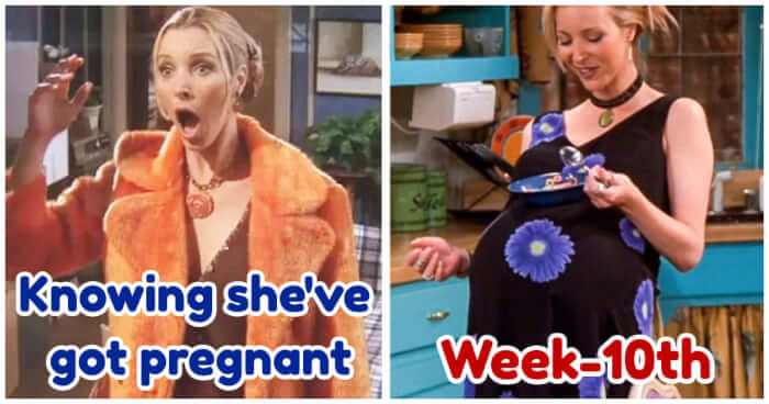 Movie Bloopers, Phoebe’s pregnancy in Friends