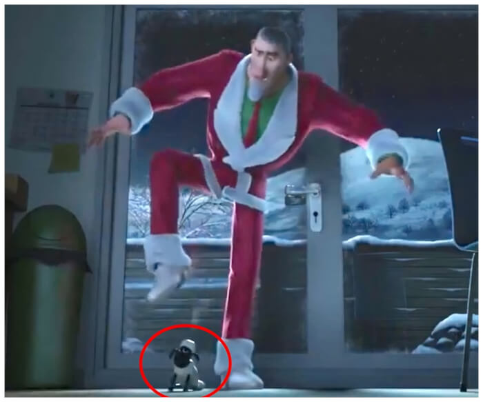 easter eggs from Christmas movies Shaun the Sheep In Arthur Christmas