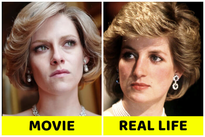 images of the historical figures Kristen Stewart as Princess Diana, Spencer