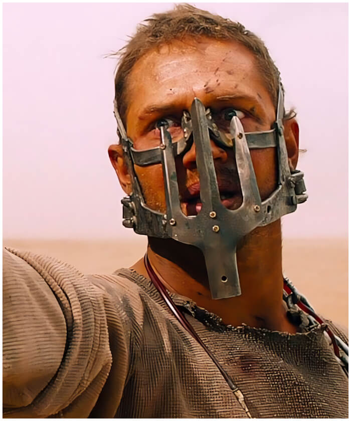 movie behind-the-scenes  Max’s Mask From Mad Max: Fury Road Was Made of a Garden Pitchfork