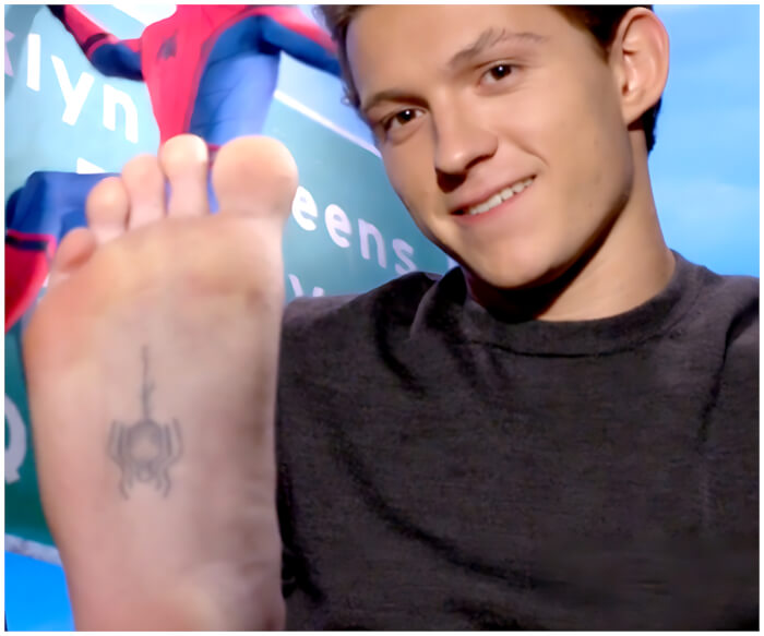 movie behind-the-scenes  Tom Holland Got a Tattoo Of a Spider On the Sole Of His Foot