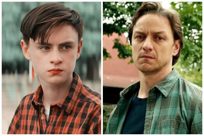 Jaeden Martell And James McAvoy As Bill Denbrough in It: Chapter Two