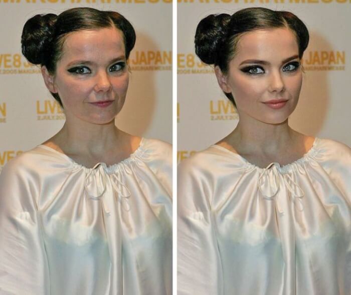 celebrities with unique facial features Björk