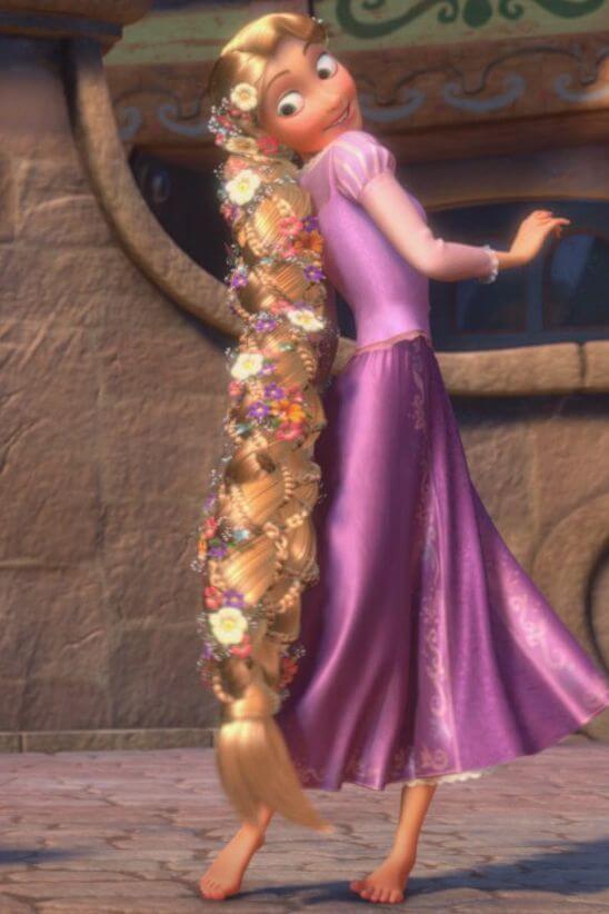 Princesses’ Best And Worst Looks, Rapunzel’s Purple Dress and Floral Braid, Tangled