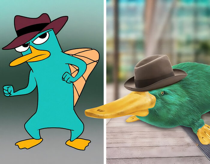 cartoon characters Perry the Platypus (Phineas and Ferb)