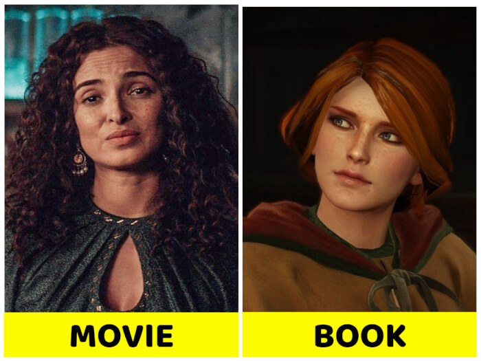 characters from movie adaptations Triss Merigold, The Witcher, keira knightly hair, daario naharis book