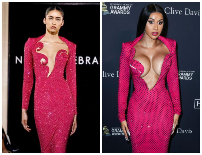 runway models vs celebrities Cardi B wearing Nicolas Jebran Haute Couture