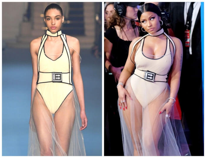 runway models vs celebrities Nicki Minaj in OFF WHITE