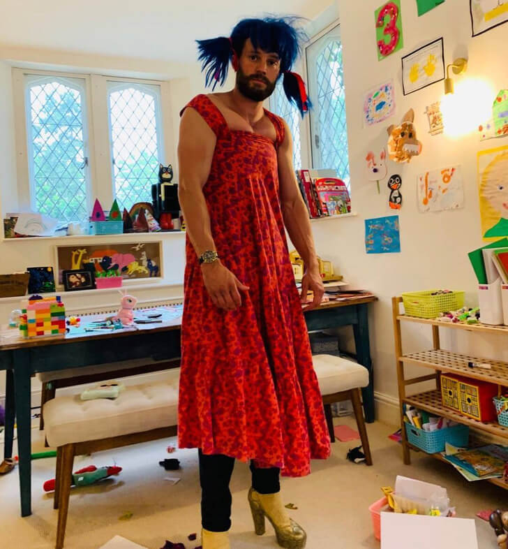 celebrity parenting moments Jamie Dornan played dress-up with his daughters and things took quite a turn.