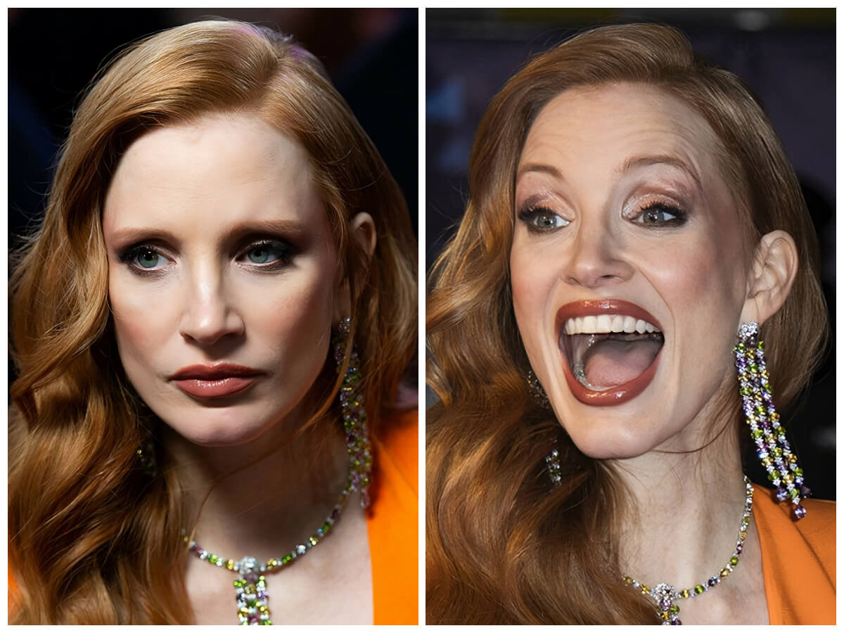 celebrities who look like completely different people Jessica Chastain