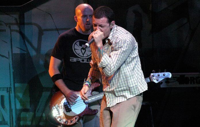 hoenix and Chester Bennington of Linkin Park performing in 2003