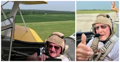 100-Year-Old Veteran Takes to the Skies Again in WWII-Era Biplane, Proclaims 
