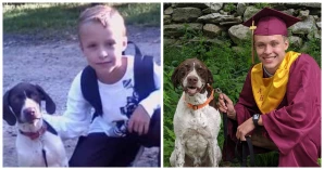 Graduate Recreates First Day Of School Photo With Beloved Dog