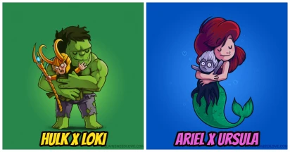 26 Wholesome Drawings Of Heroes Hugging Their Arch-Nemesis