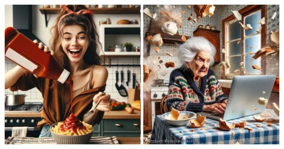 These AI Generated Images Of Italian Grandma Reacts To American Girl Making Pasta Are Hilarious