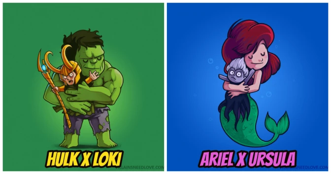26 Wholesome Drawings Of Heroes Hugging Their Arch-Nemesis