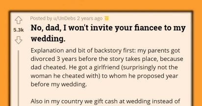 Cheating Dad Insists On Daughter Inviting His Fiancee To Her Wedding, Daughter Says No And Throws Back His Gift