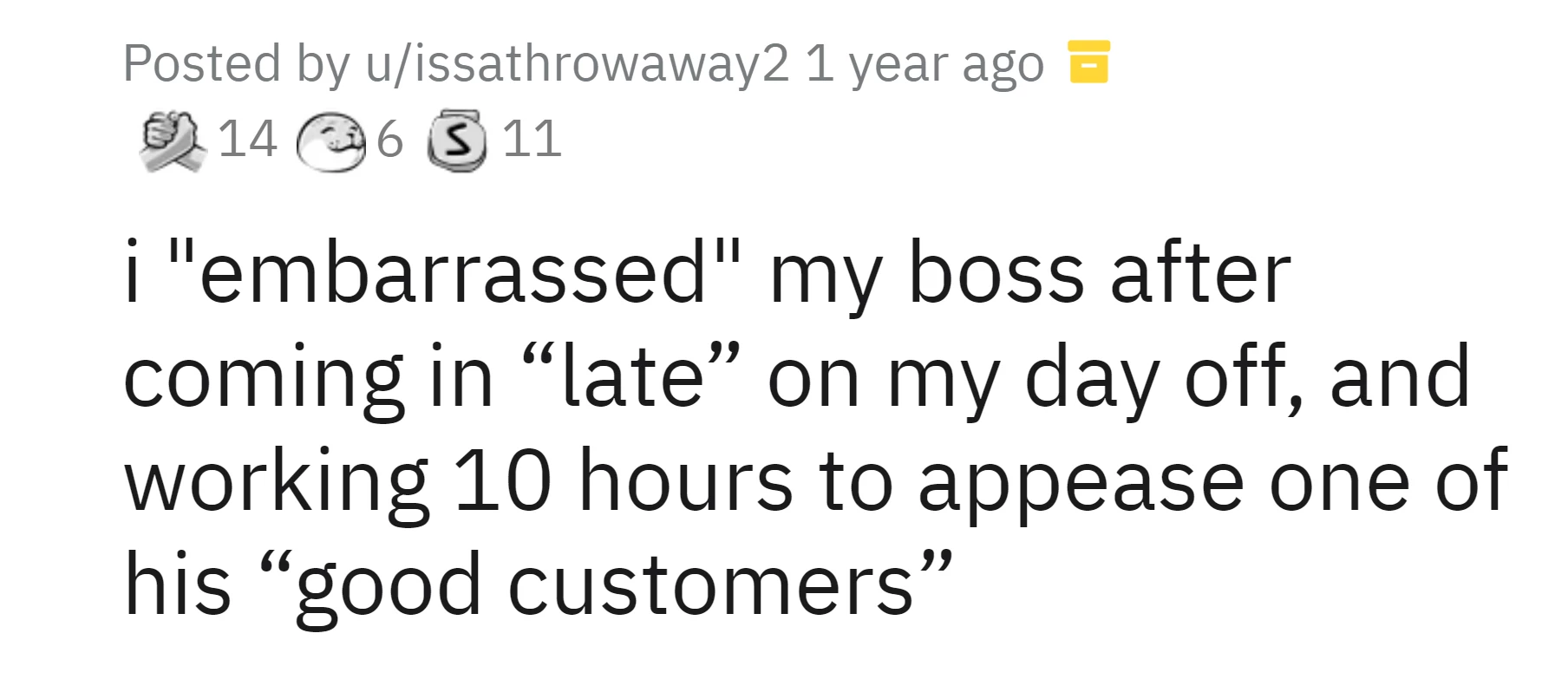 Boss Ridicules Employee After They Work For More Than 10 Hours So Employee Quits