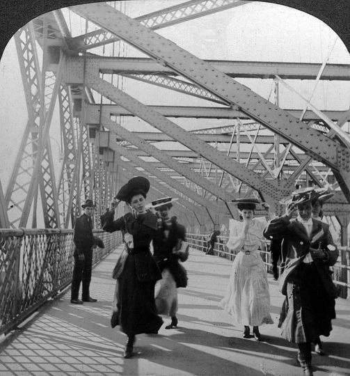 The boardwalk, Williamsburg Bridge, New York, USA, c1900s
