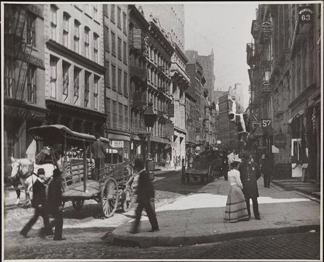 A Peek down Maiden Lane in Lower Manhattan in 1891
