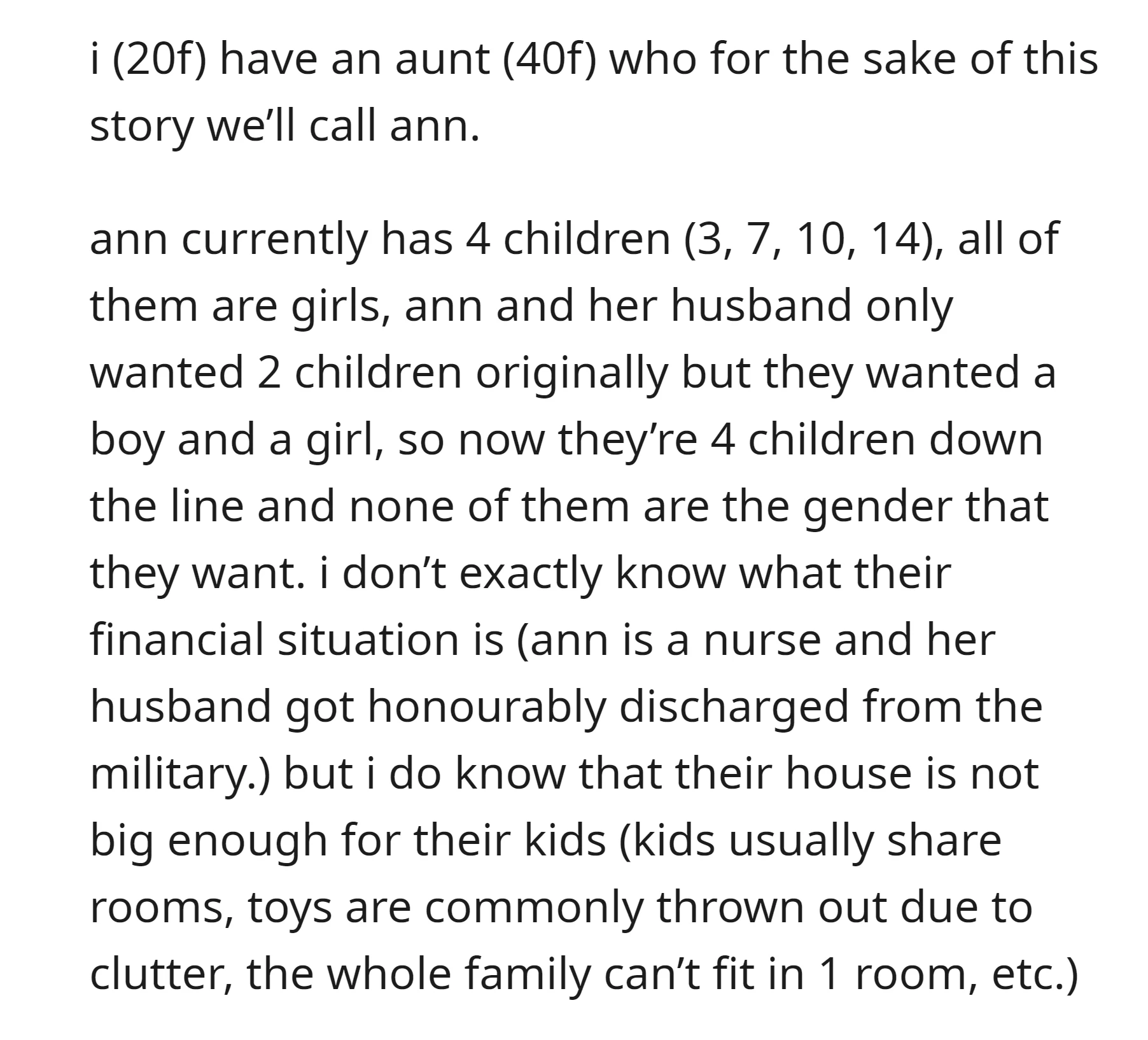 OP's aunt is now facing overcrowded living conditions in a too-small house with financial constraints